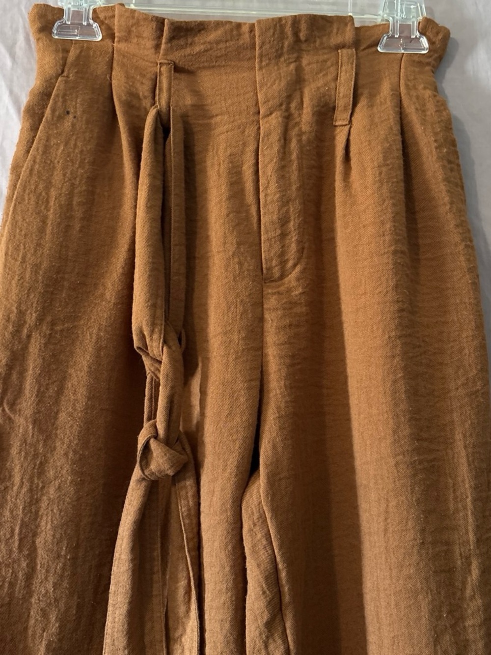 a new day Rust Brown High-Waist Paperbag Trousers with Tie